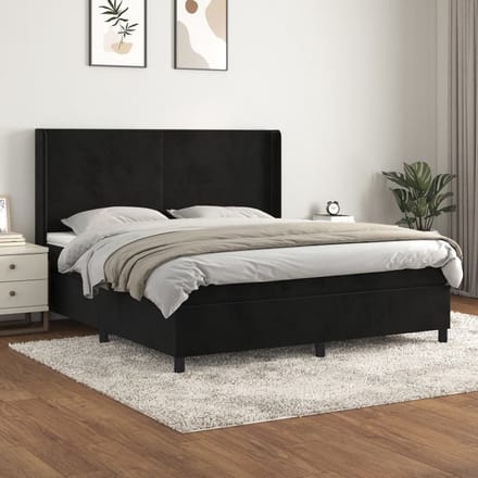 vidaXL - Boxspring - met - matras - fluweel - zwart - 160x200 - cm