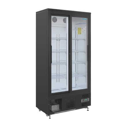 Polar G-serie staande barkoeling/display koeling met schuifdeuren 490L zwart