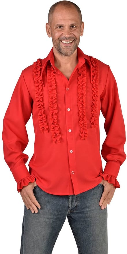 Jaren 80 & 90 Kostuum | Rouches Overhemd Love Rood Man | Medium | Halloween | Verkleedkleding