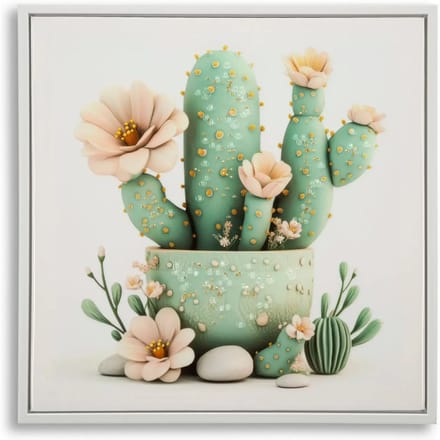 Muurdecoratie afdruk op ster met lijst pot cactus B Mauro Ferretti Laccata
