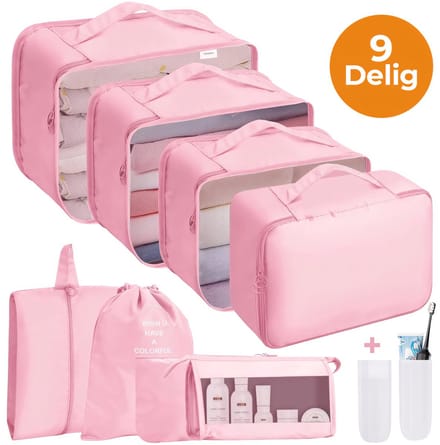 24Supply Packing Cubes Compressie - Koffer Organizer Set 9-delig - Roze