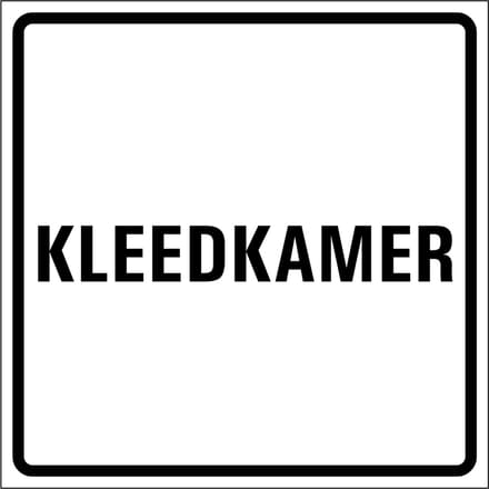 Kleedkamer sticker met tekst, wit zwart 100 x 100 mm