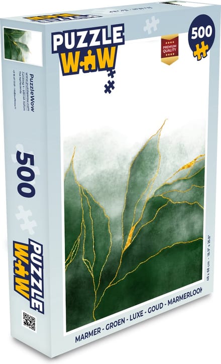Puzzel Marmer - Groen - Luxe - Goud - Marmerlook - Legpuzzel - Puzzel 500 stukjes