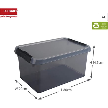 Comfort line opbergbox 6 liter transparant grijs/zwart 30 x 20 x 14,5 cm