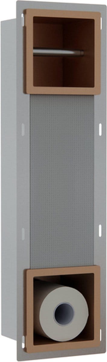 FugaFlow Eccelente Acces Inbouw Reserve- en toiletrolhouder - Geborsteld Koper -