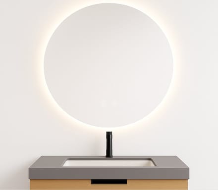 LINEA UNO - Ekeby 60 x 60 - Frameloos - Spiegel - Rond - Frameloos - LED-verlichting (dimbaar) - Anti-condens - 301496