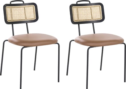 ADELANTO - Set van 2 eetkamerstoelen - Bruin - Kunstleer