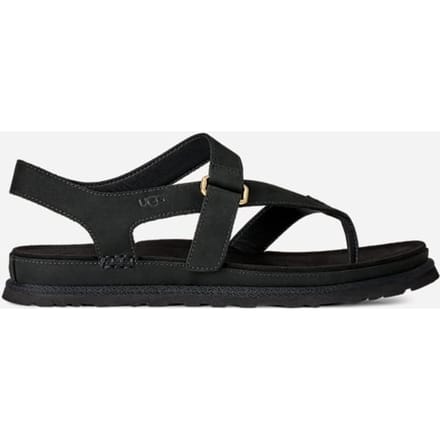 UGG® GoldenGaze Toe Post Sandal in Black, Size 4, Leather/Polyester
