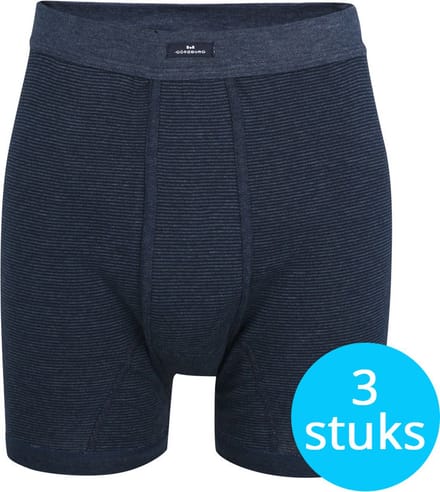 Gotzburg heren boxer lang met gulp (1-pack) - middenblauw gestreept