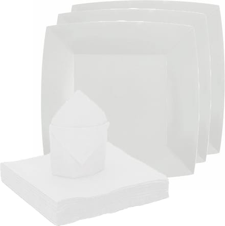 Santex feest/verjaardag servies set - 20x bordjes/25x servetten - wit - karton