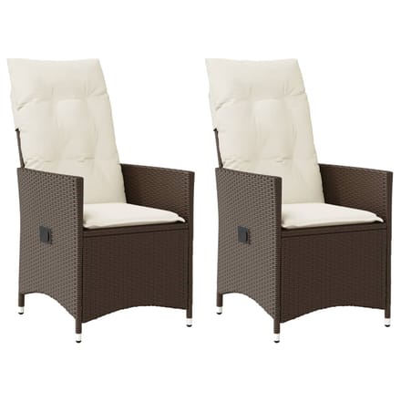 vidaXL - Tuinstoelen - 2 - st - verstelbaar - met - kussens - poly - rattan - bruin