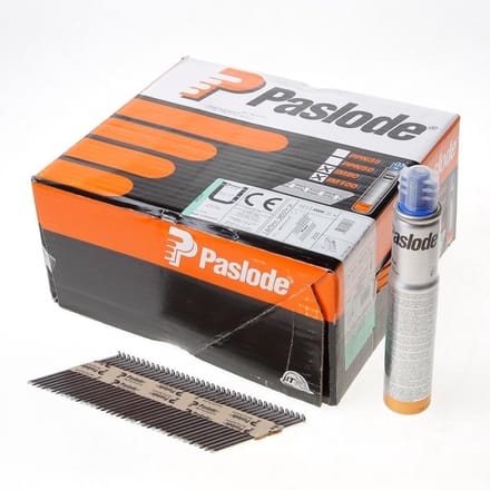 Paslode 34° Papier Gebonden Stripnagels IM90 | Blank | Glad | 2.8x75mm | +2x Gas VE=2500 - 142017