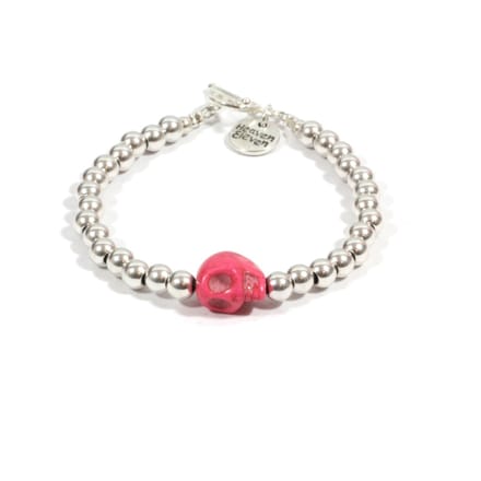 Heaven Eleven - dames - Armband - zilver - plating - pink - schedel