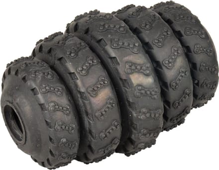 Flamingo Hondenspeelgoed Rubber Gladiator Tyre Roller - Zwart - 8 x 5 x 5 cm