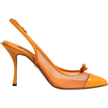 Dolce & Gabbana Oranje Leren Net Hakken Slingback Schoenen