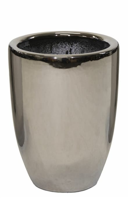 Mega Collections Bloempot Emperor High - rond - zilver - D26 x H35 cm - glans