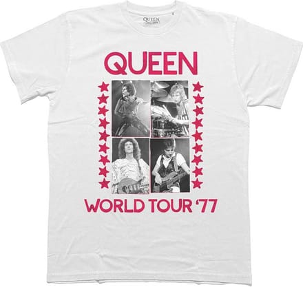 Queen - World Tour 77 Heren T-shirt - M - Wit