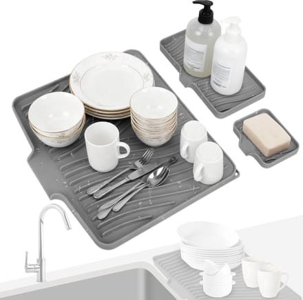 Dailygoods- Afdruipmat set van 3 - Hittebestendig siliconen - Multifunctionele afdruipmat - Afvoerlip - Drogen van servies - Keukenaccessoire - Druipmat