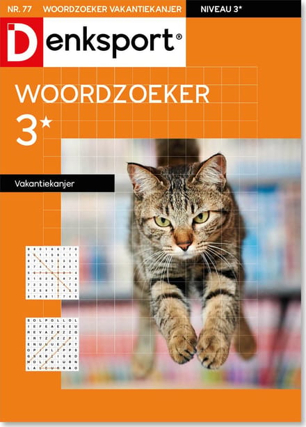 Denksport Puzzelboek Woordzoeker 3* vakantiekanjer, editie 77