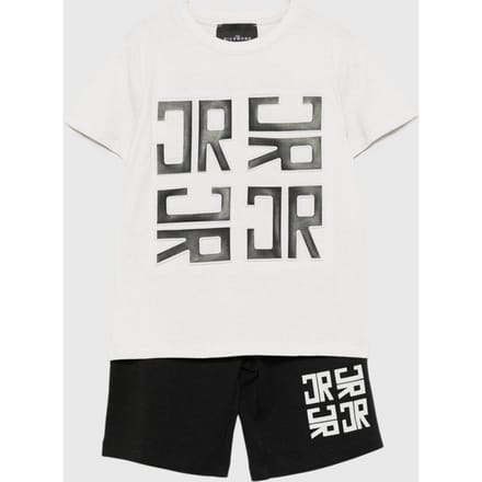 set t-shirts en baby bermuda wit-blauw