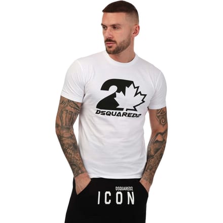 Heren Dsquared2 Esdoornblad Logo T-shirt In Wit
