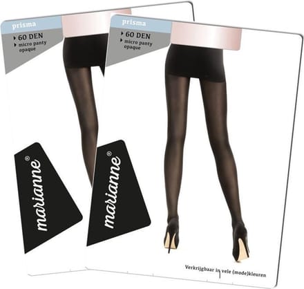 2 Pack Marianne Panty 60 Denier Almost Black S/M