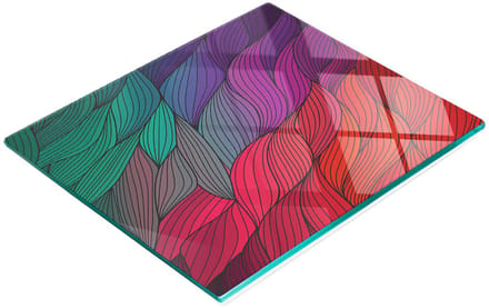 Stijlvol en duurzaam glazen bord met abstracte golfprint, 60x52 cm