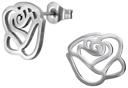 CS Joy - roos bloem oorbellen - Chirurgisch staal - oorknoppen - 13 x 11 mm - ip/pvd