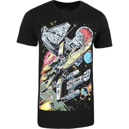 Star Wars Heren t-shirt Falcon Battle (Zwart)