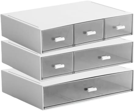 Stapelen Desk Organizer met 6 Laden, 3-Laags Plastic Bureauopslag, Bureau Accessoires, Make-up Organizer en Kantoorbenodigdheden (Wit)