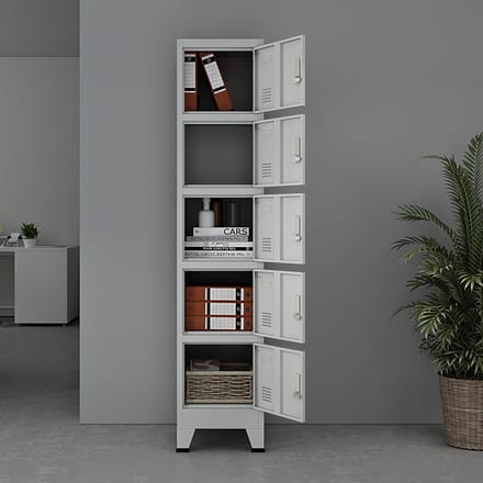 Lockerkast Joroinen 180x38x45 cm staal met 5 deuren grijs