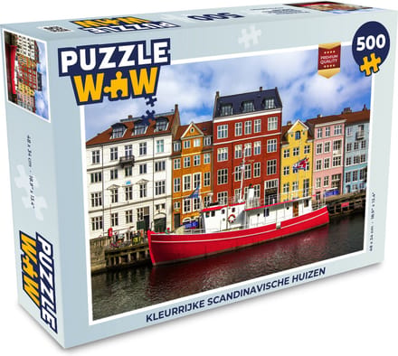 Puzzel Kleurrijke Scandinavische huizen - Legpuzzel - Puzzel 500 stukjes