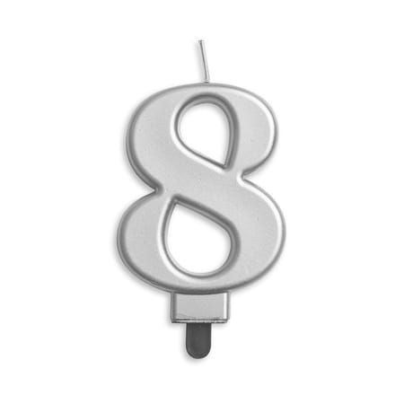 Cijfer kaars '8' Zilver
