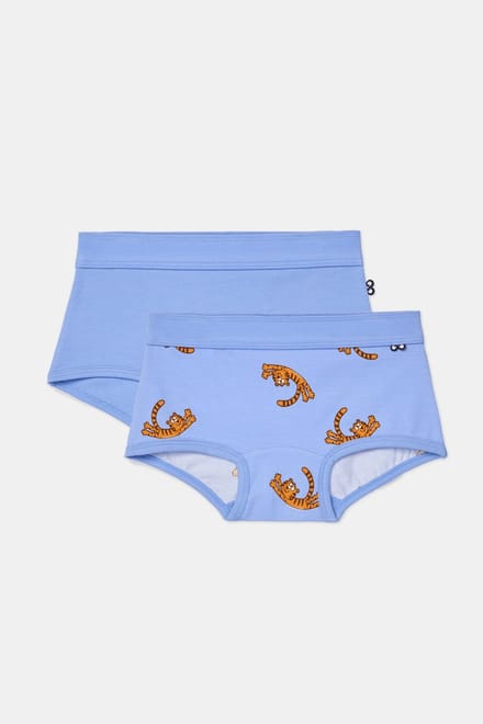 Woody Meisjes boxer blauw + tijger print - maat 104/4J