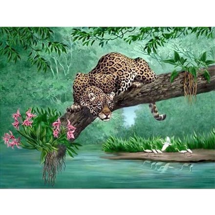 Peinture diamant léopard 5D à faire soi-même, broderie guépard bête, image 20X30CM blue