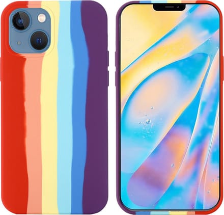 Peachy Rainbow Pride siliconen hoesje geschikt voor iPhone 13 mini - pastel