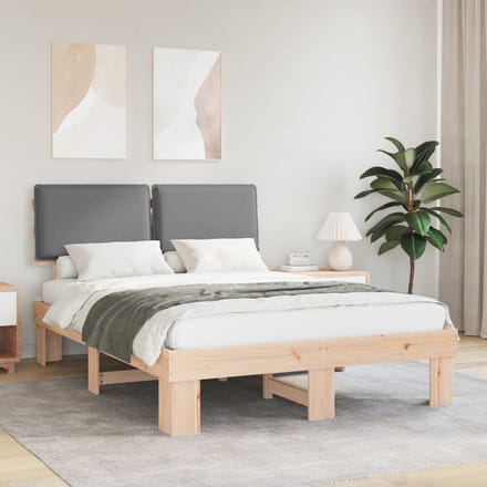 vidaXL - Bedframe - met - Gevoerde - Hoofdbord - Lichtgrijs - 150 - x - 200 - cm