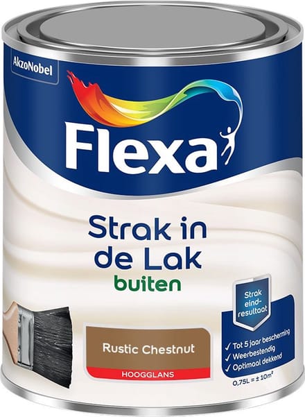 Flexa - Strak In De Lak Buitenlak Hoogglans - Rustic Chestnut - Mengverf - 750 Ml
