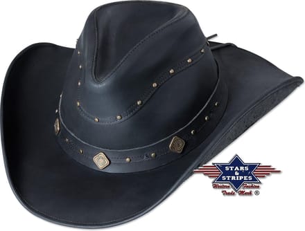 Western lederen hoed Stars&Stripes DUNDEE S