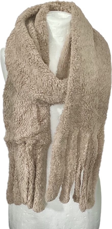 Warme Teddy Sjaal - Unisex - Pluche Sjaal - Khaki - 225 x 20 cm (0716)