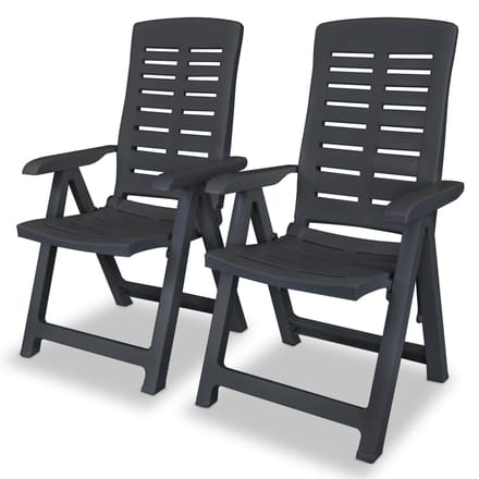 vidaXL - Verstelbare - klapstoelen, - 2 - stuks, - antracietkleurig - kunststof