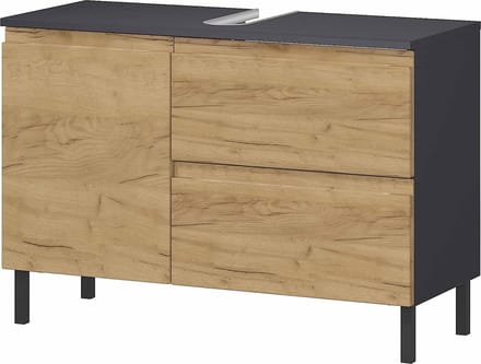 Wastafelkast Abrantes Eiken - Grafiet - MDF - Breedte 80 cm - Hoogte 56 cm - Diepte 34 cm