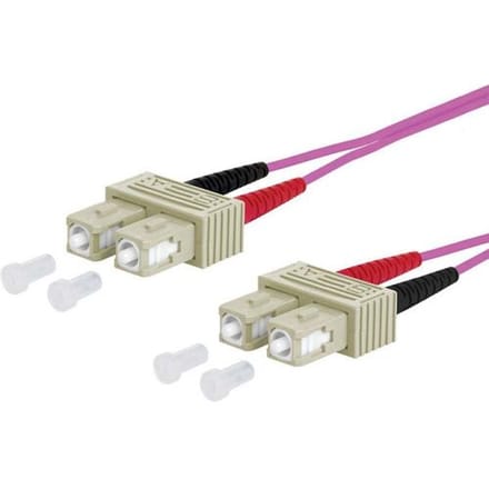 Metz Connect 151S1EOEO10E Glasvezel Optische vezel Aansluitkabel 1.00 m Violet [2x SC-stekker - 2x SC-stekker] 50/125 µ Multimode OM4