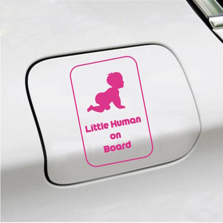 Bumpersticker - Little Human On Board - 15 X 10 - Roze