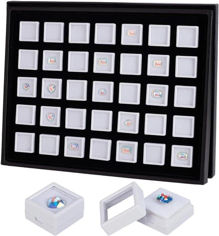 Edelsteen Display Box - Sieraden Opbergdoos - Collecties Presenteren - Transparant Acryl - 3 cm Vierkant - Wit