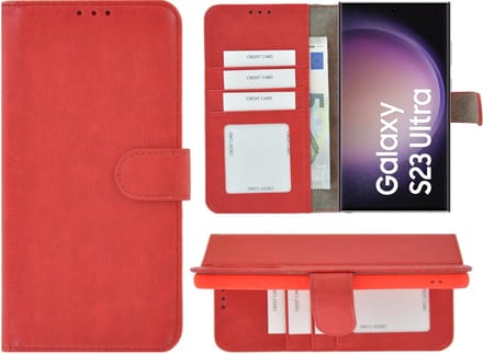 MoDo hoesje Geschikt voor Samsung Galaxy S23 Ultra - Kunstleer Book Case - Rood