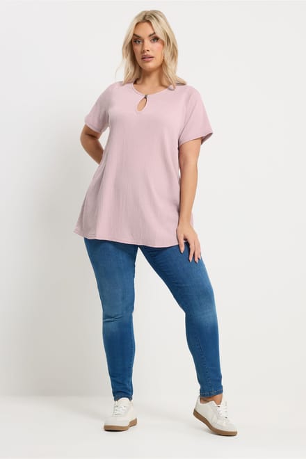 Yours Lichtroze Getextureerde Top Met Keyholedetail Size 42