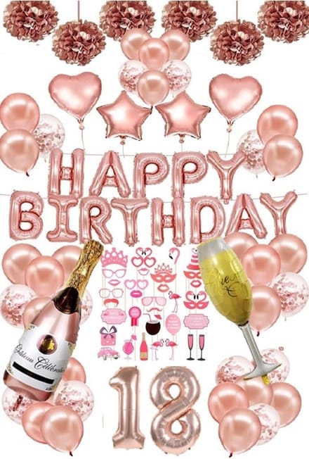 FeestmetJoep® 18 jaar verjaardag versiering & ballonnen - Rose goud
