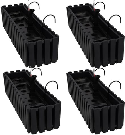 Lamela - Balkonbloempot Antraciet - 60cm - Duurzaam PVC - Set van 4
