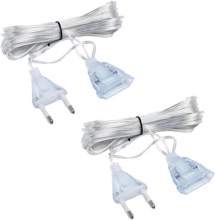 2-pack Dunne Transparante Verlengsnoer 5 Meter met Eurostekker voor Buitenverlichting